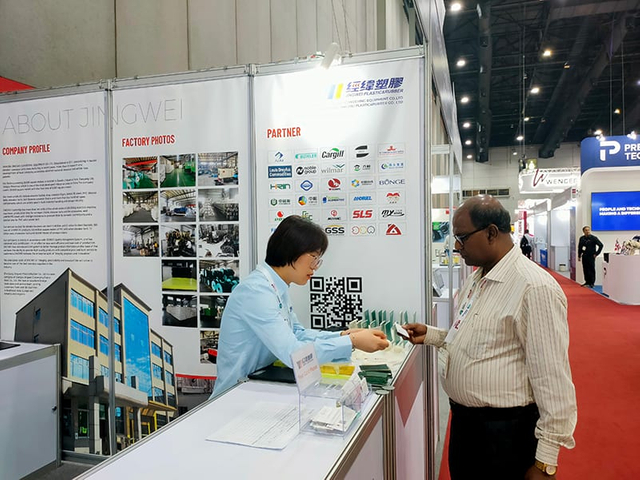 elevator buckets displayed at international trade exhibition