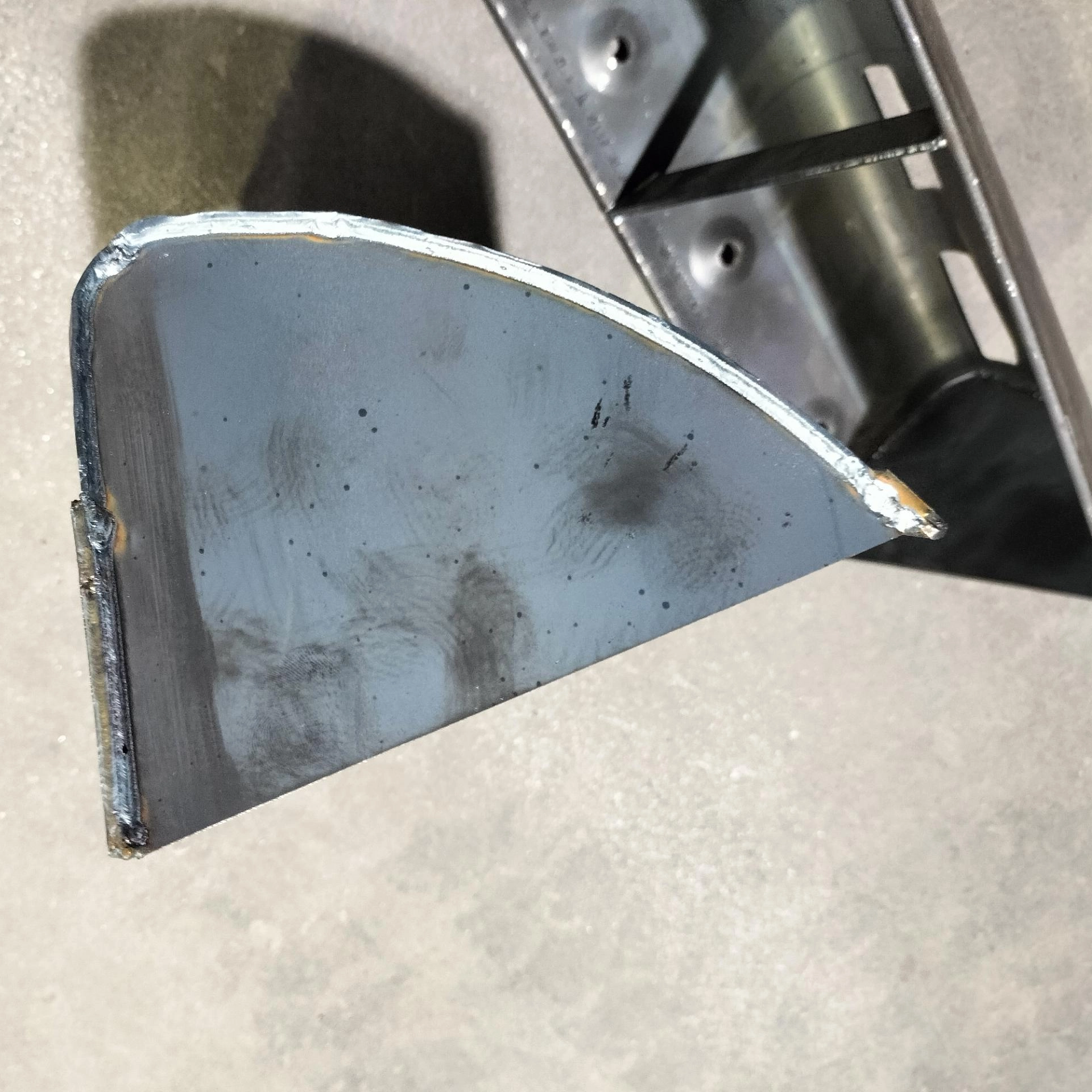 Industrial steel elevator bucket handling heavy bulk materials